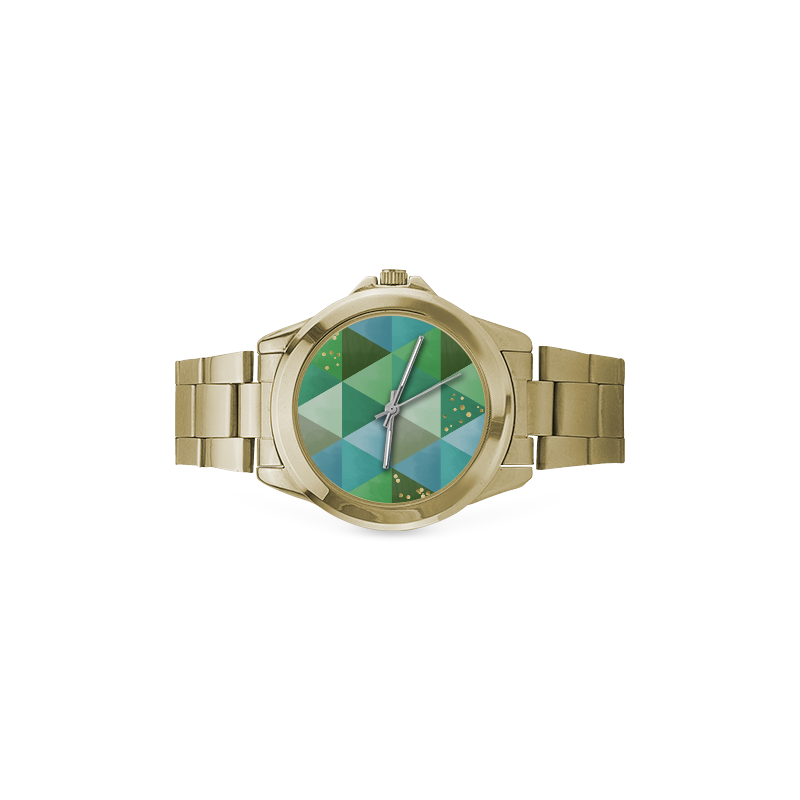 Triangle Pattern - Green Teal Khaki Moss Custom Gilt Watch(Model 101)