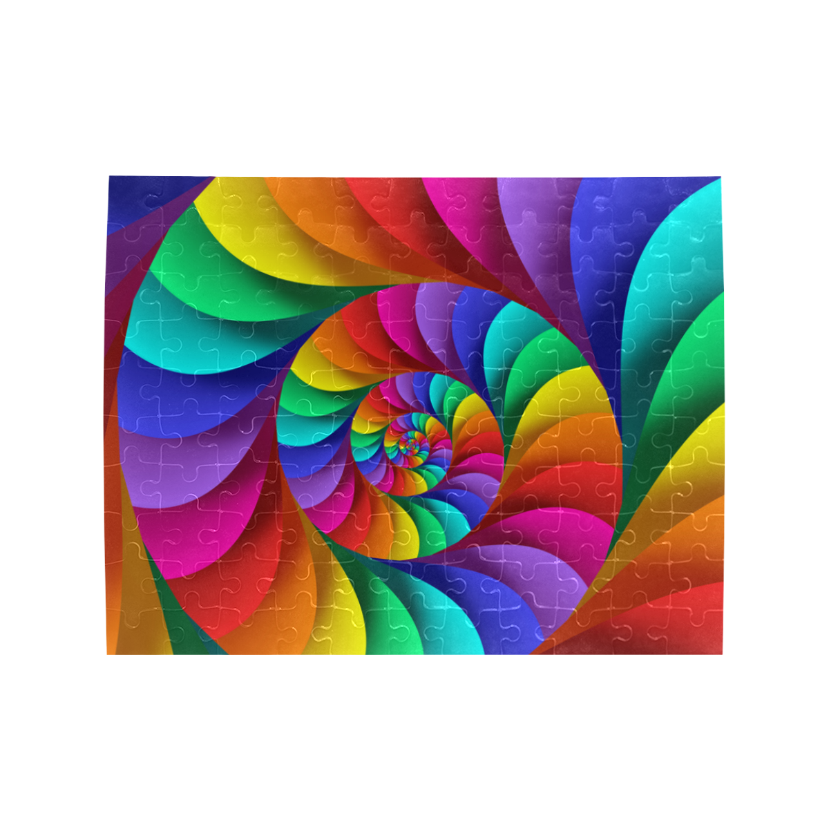 Psychedelic Rainbow Spiral Puzzle Rectangle Jigsaw Puzzle (Set of 110 Pieces)