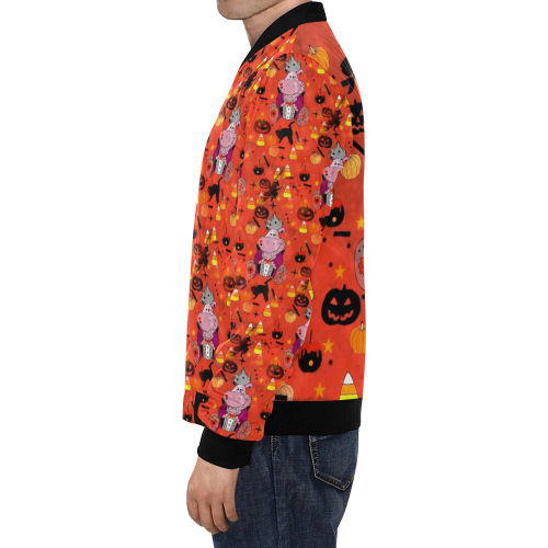 Halloween Hippo by Nico Bielow All Over Print Bomber Jacket for Men (Model H19)
