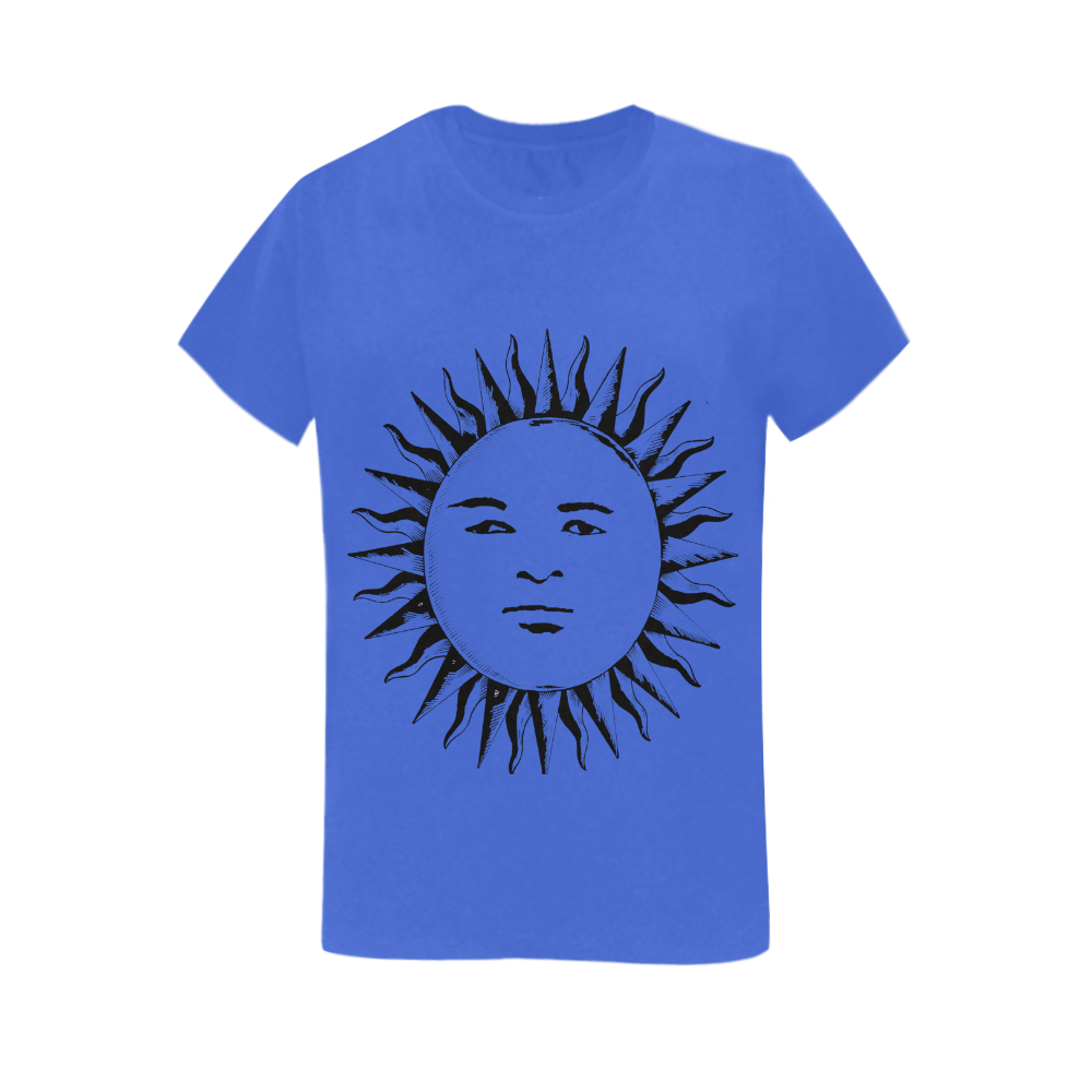 GOD Big Face Tee Blue Women's T-Shirt in USA Size (Two Sides Printing)