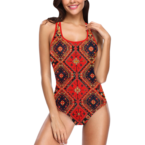 Azerbaijan Pattern 3 Vest One Piece Swimsuit (Model S04)
