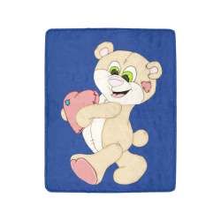 Patchwork Heart Teddy Blue Ultra-Soft Micro Fleece Blanket 40"x50"