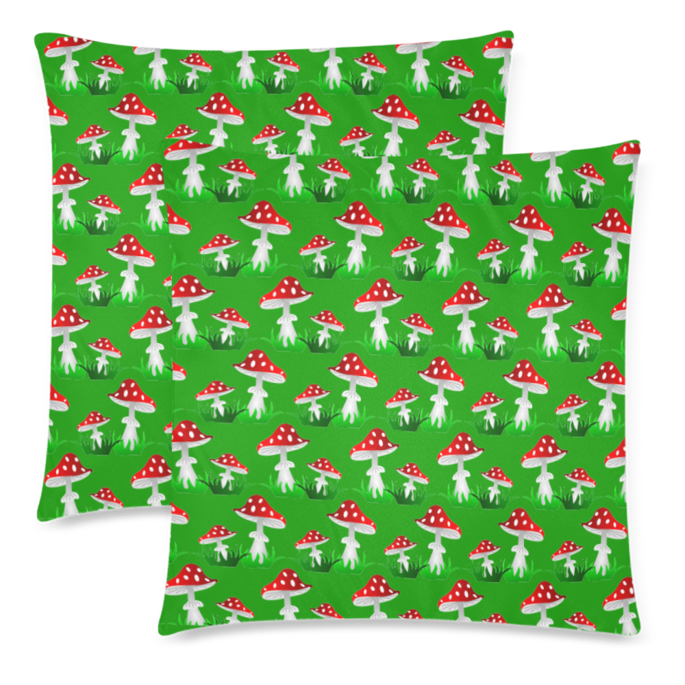 Toadstool red pattern Custom Zippered Pillow Cases 18"x 18" (Twin Sides) (Set of 2)