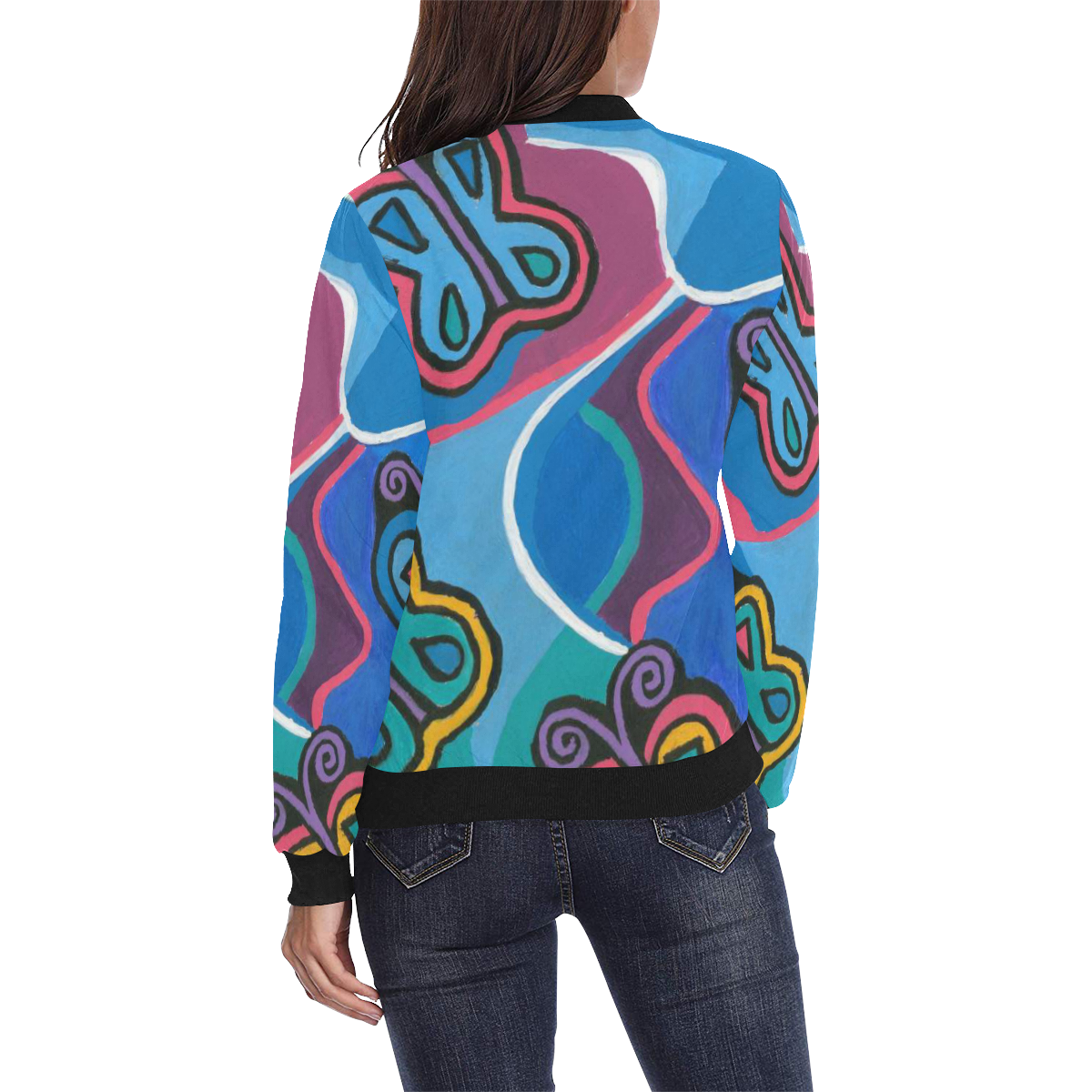 Mariposas All Over Print Bomber Jacket for Women (Model H36)