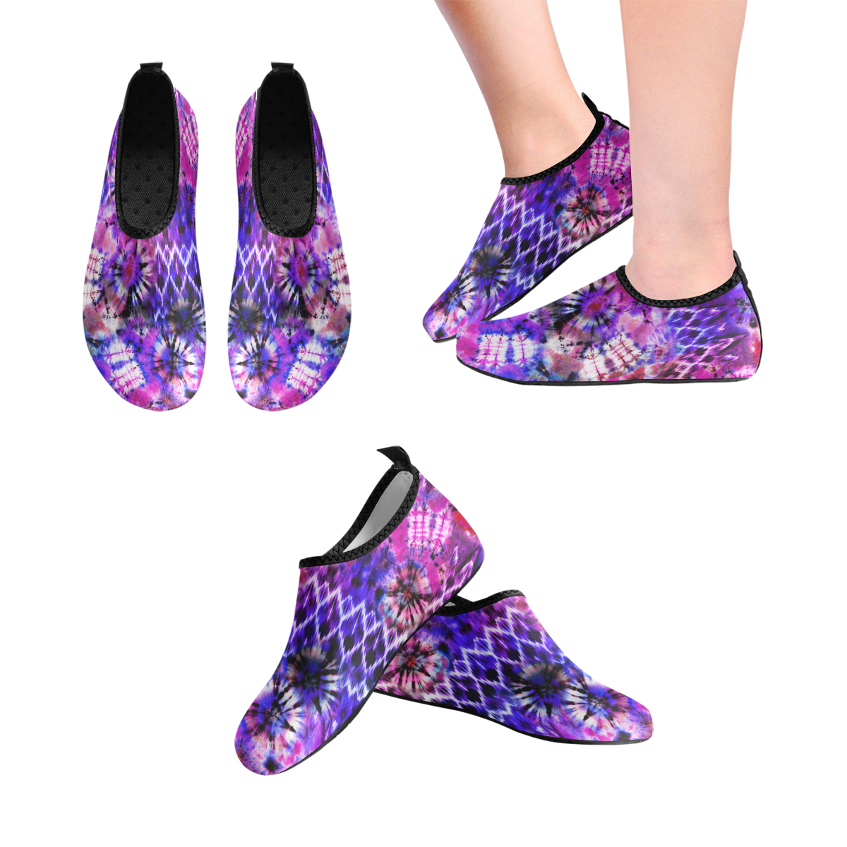 Wild Tie Dye Shibori In Pink Women's Slip-On Water Shoes (Model 056)