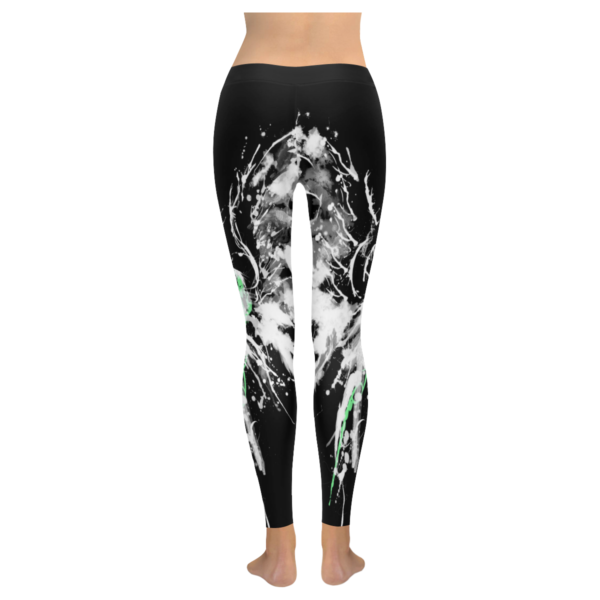 Phoenix - Abstract Painting Bird White 1 Women's Low Rise Leggings (Invisible Stitch) (Model L05)