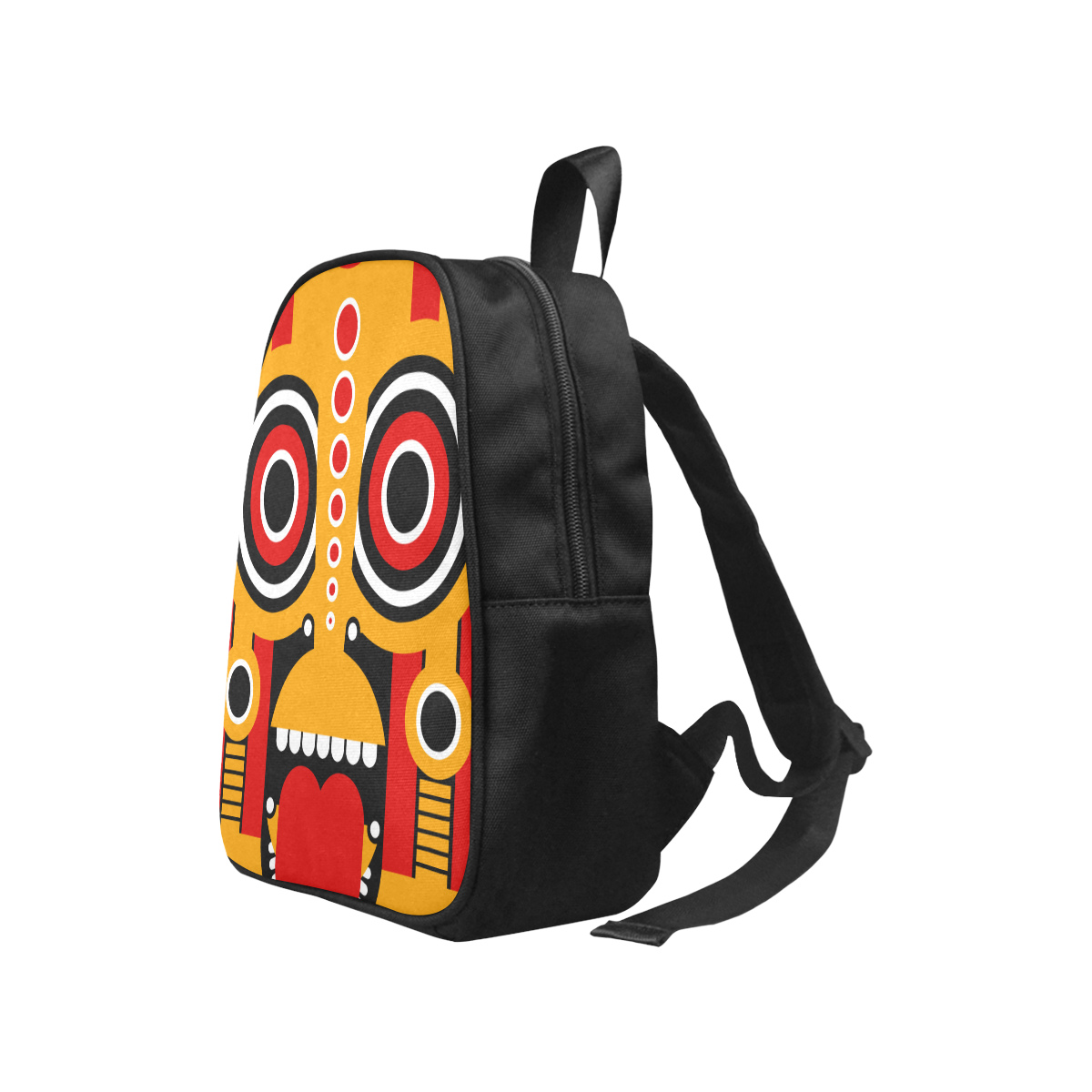 Red Yellow Tiki Tribal Fabric School Backpack (Model 1682) (Small)