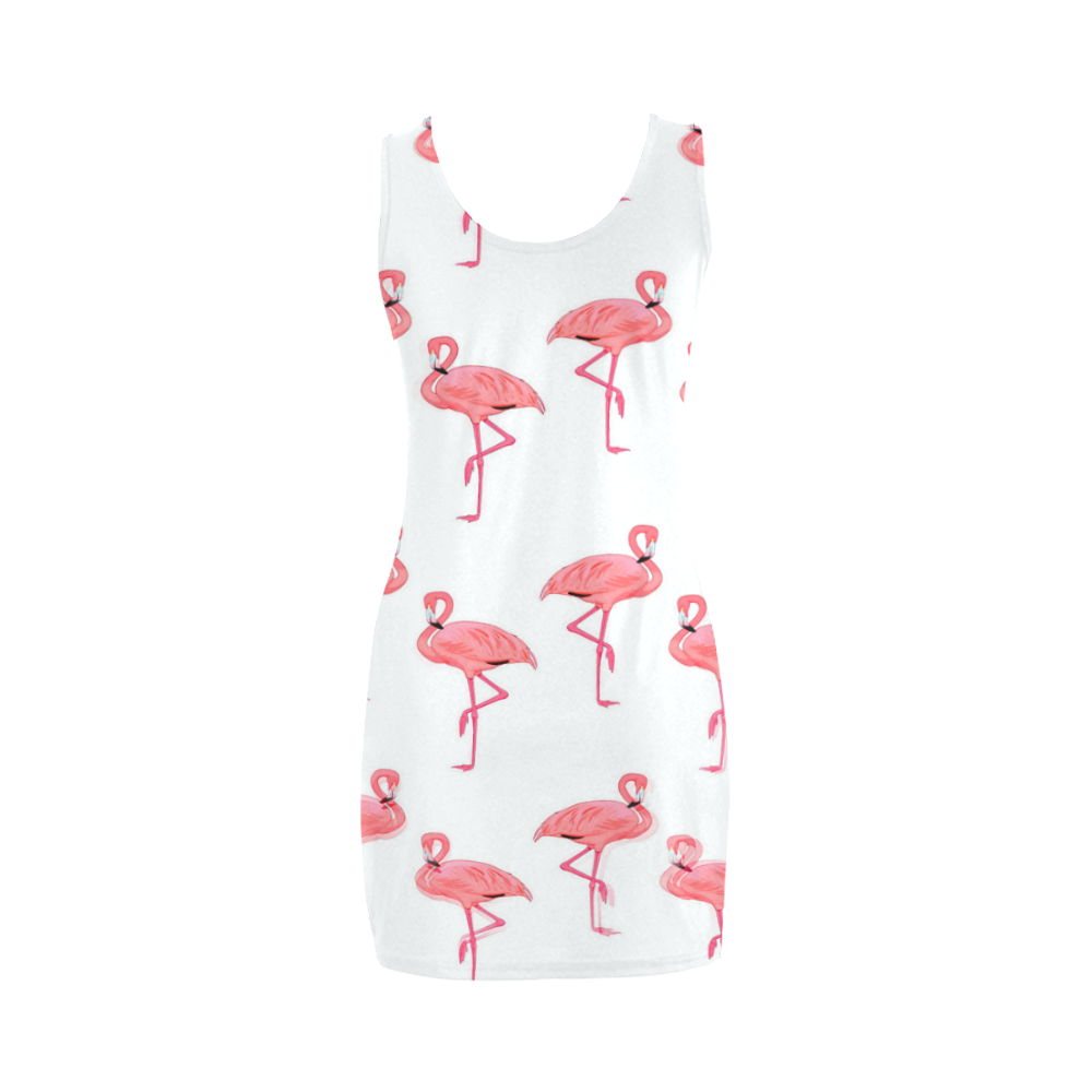 Pink Flamingo Pattern Tropical Summer Medea Vest Dress (Model D06)