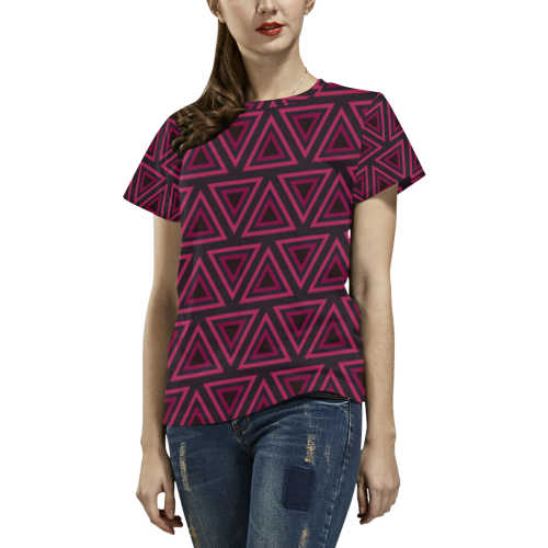Tribal Ethnic Triangles All Over Print T-Shirt for Women (USA Size) (Model T40)
