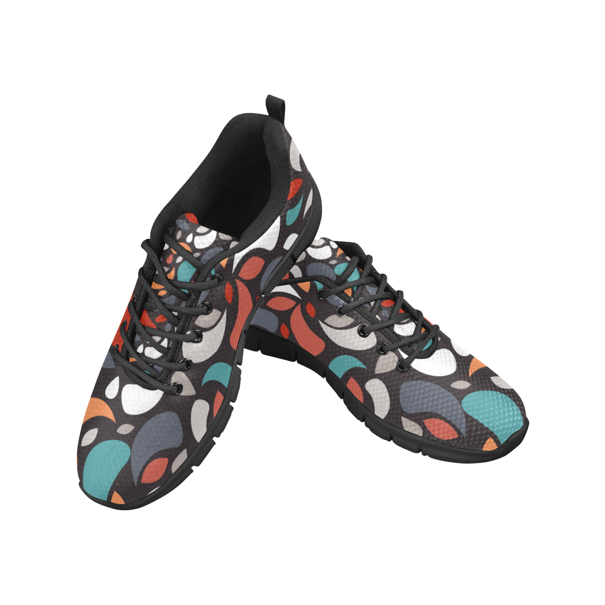 Colorful Leaves And Geometric Shapes Women's Breathable Running Shoes (Model 055)
