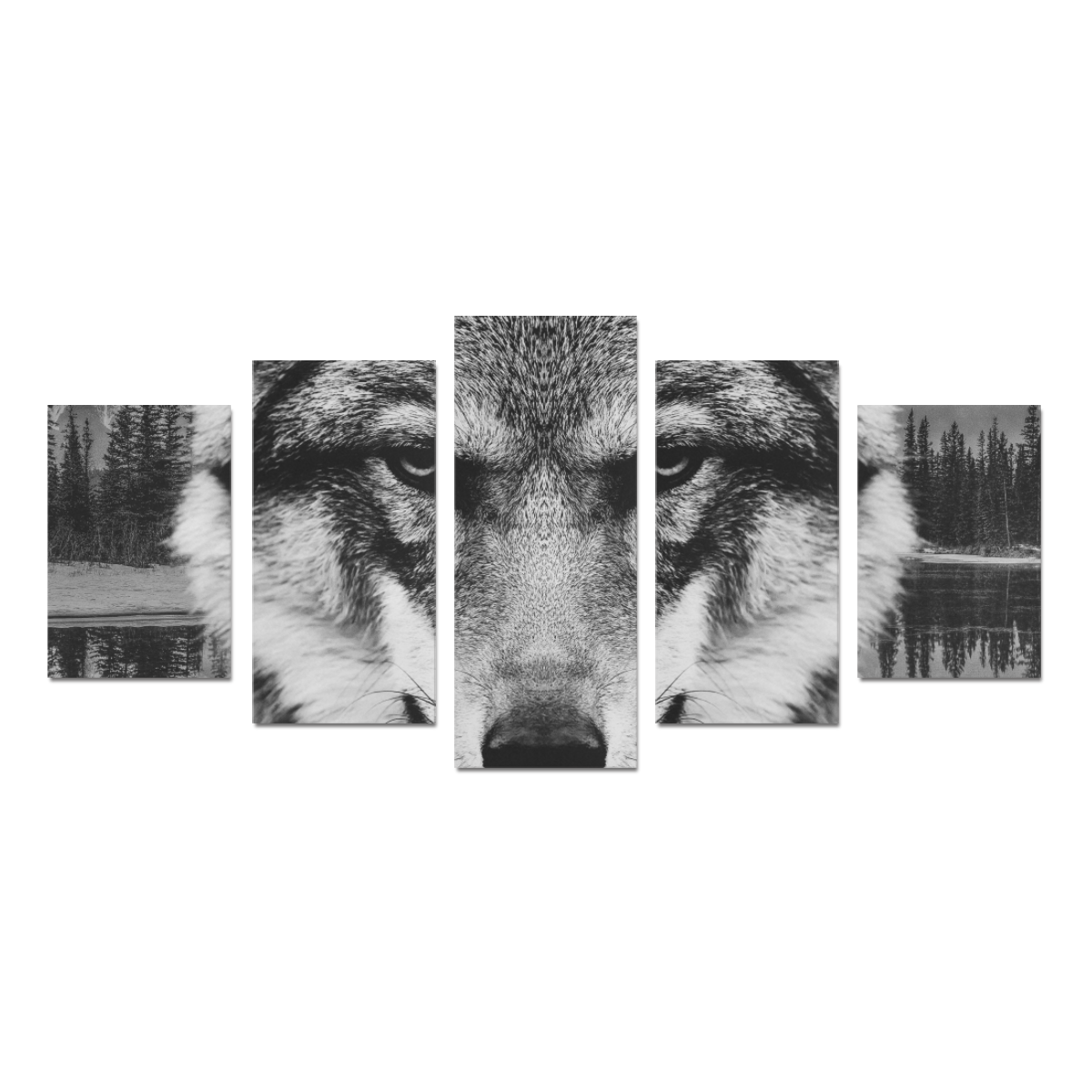 Wolf Animal Nature Canvas Print Sets D (No Frame)