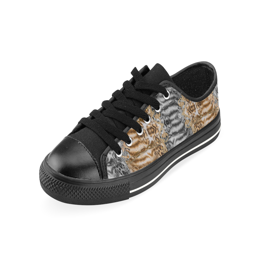 Luxury Abstract Design Low Top Canvas Shoes for Kid (Model 018)