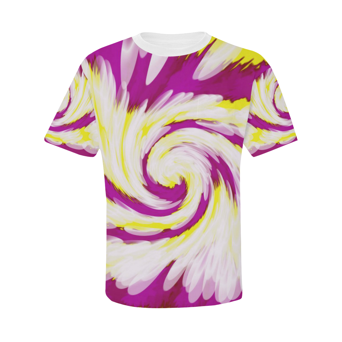 Pink Yellow Tie Dye Swirl Abstract Men's All Over Print T-Shirt with Chest Pocket (Model T56)