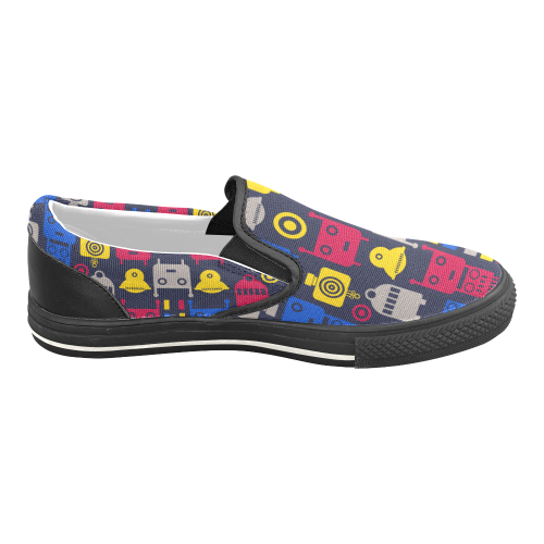 Cartoon Robots Slip-on Canvas Shoes for Kid (Model 019)