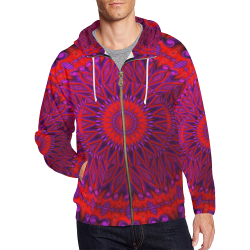 Indian Blanket Under Glass Fractal Abstract All Over Print Full Zip Hoodie for Men/Large Size (Model H14)