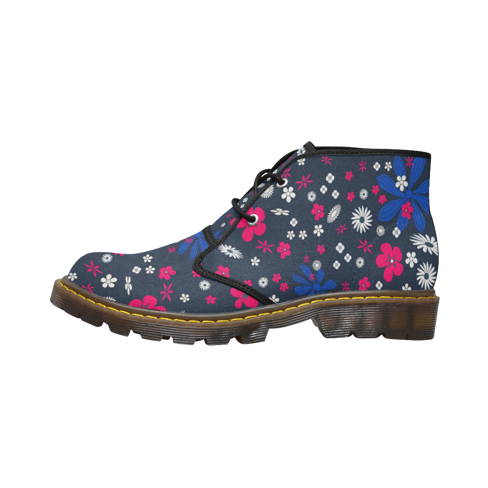 FLORAL DESIGN 11 Women's Canvas Chukka Boots/Large Size (Model 2402-1)