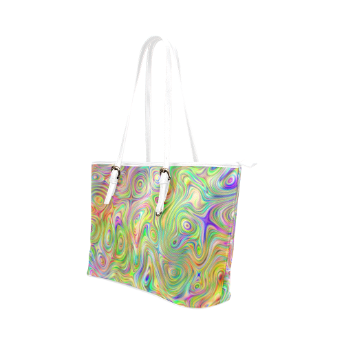 Abstract Art - Wamble Bomb 1 Leather Tote Bag/Small (Model 1651)