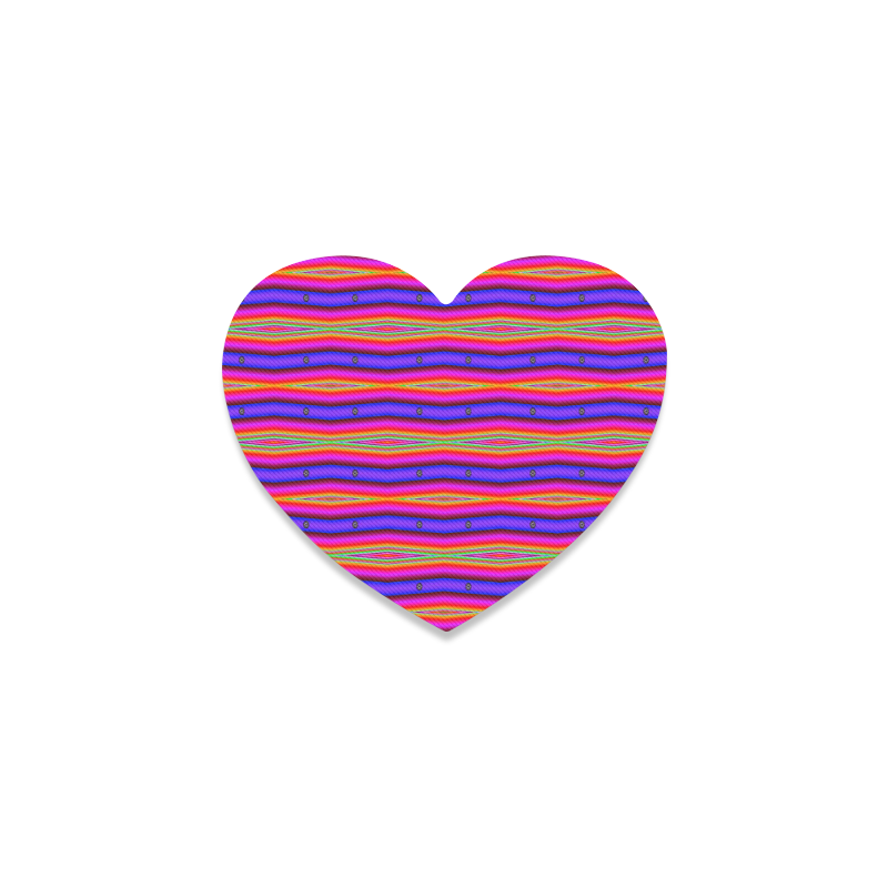 Bright Pink Purple Stripe Abstract Heart Coaster