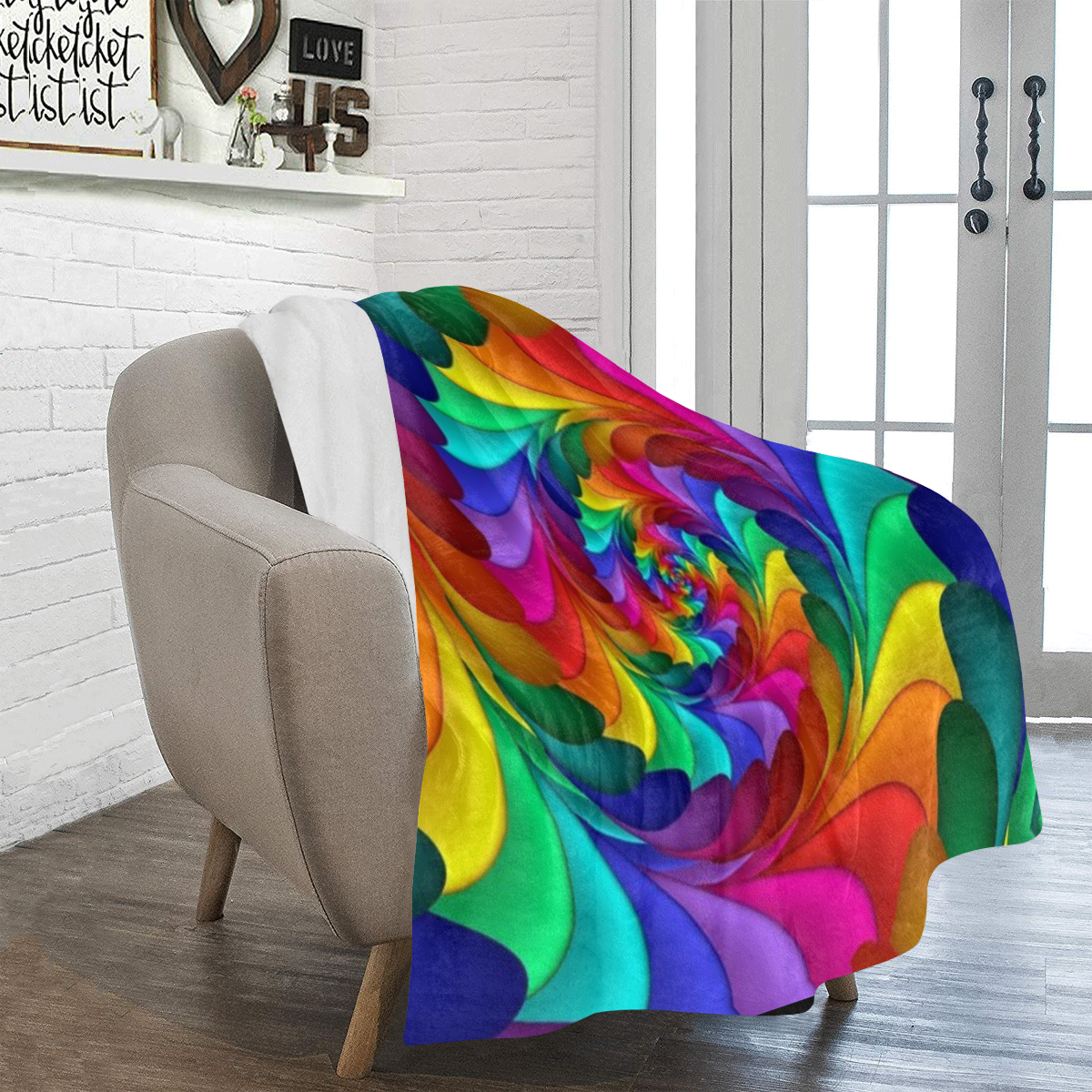 RAINBOW CANDY SWIRL Ultra-Soft Micro Fleece Blanket 43''x56''