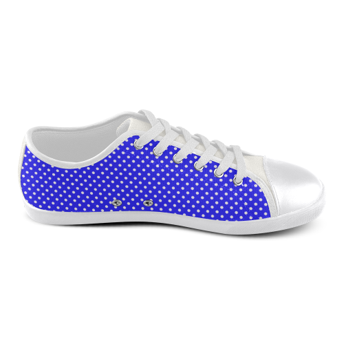 Blue polka dots Canvas Shoes for Women/Large Size (Model 016)