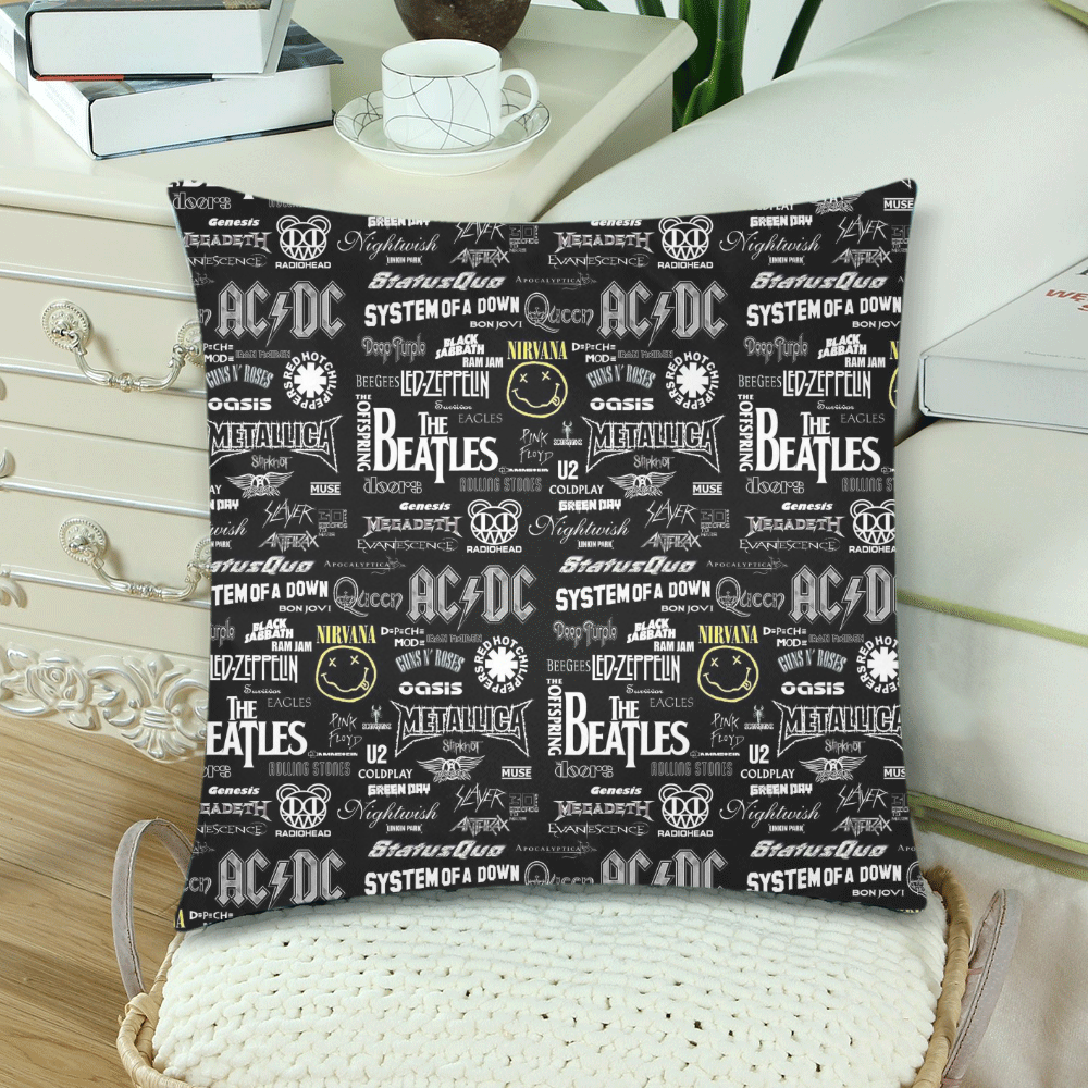 Band Logo Pattern Custom Zippered Pillow Cases 18"x 18" (Twin Sides) (Set of 2)