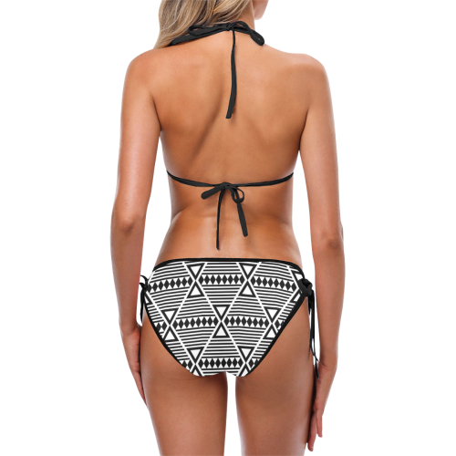 Black Aztec Tribal Custom Bikini Swimsuit (Model S01)