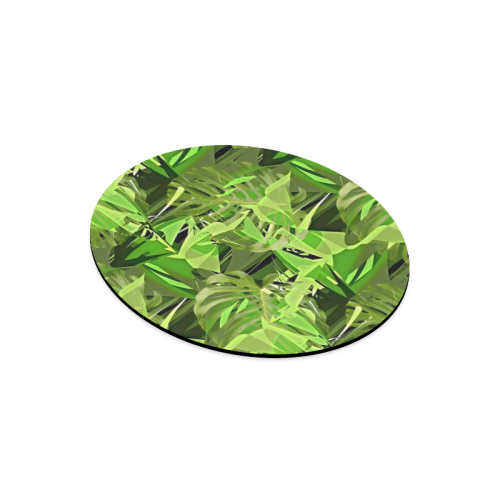 Tropical Jungle Leaves Camouflage Round Mousepad
