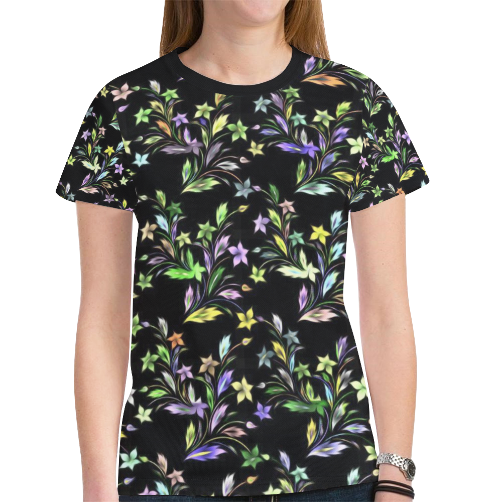 Vivid floral pattern 4182C by FeelGood New All Over Print T-shirt for Women (Model T45)