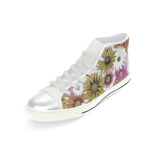 Spring Time Flowers 4 High Top Canvas Women's Shoes/Large Size (Model 017)