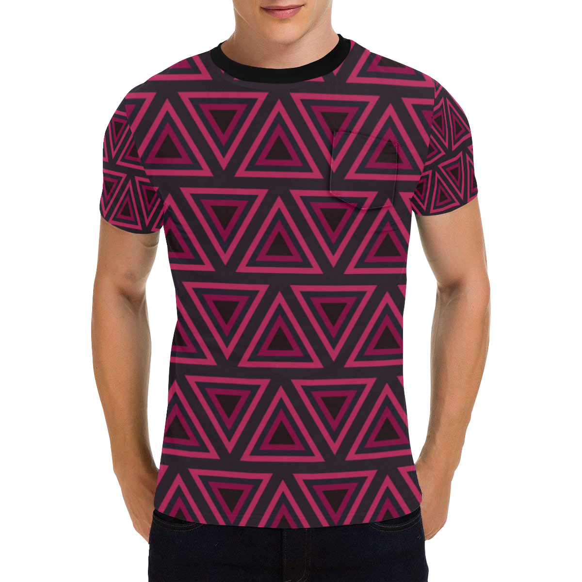Tribal Ethnic Triangles Men's All Over Print T-Shirt with Chest Pocket (Model T56)