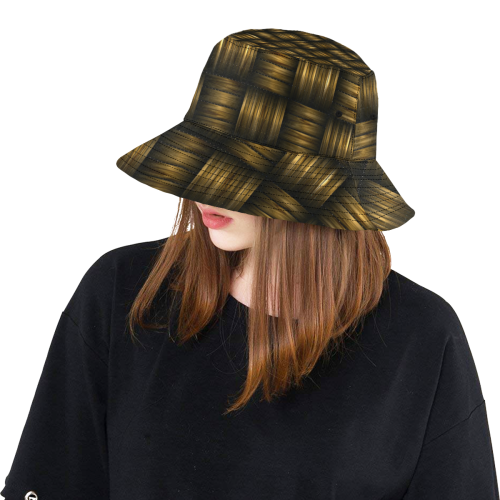 Golden Black Weave All Over Print Bucket Hat