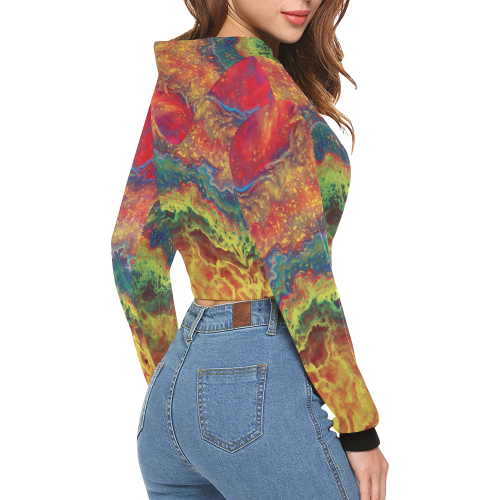 Powerful All Over Print Crop Hoodie for Women (Model H22)