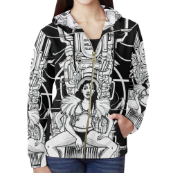 The Revolution will be Televised_Hoodie_ Aziza_Andre All Over Print Full Zip Hoodie for Women (Model H14)