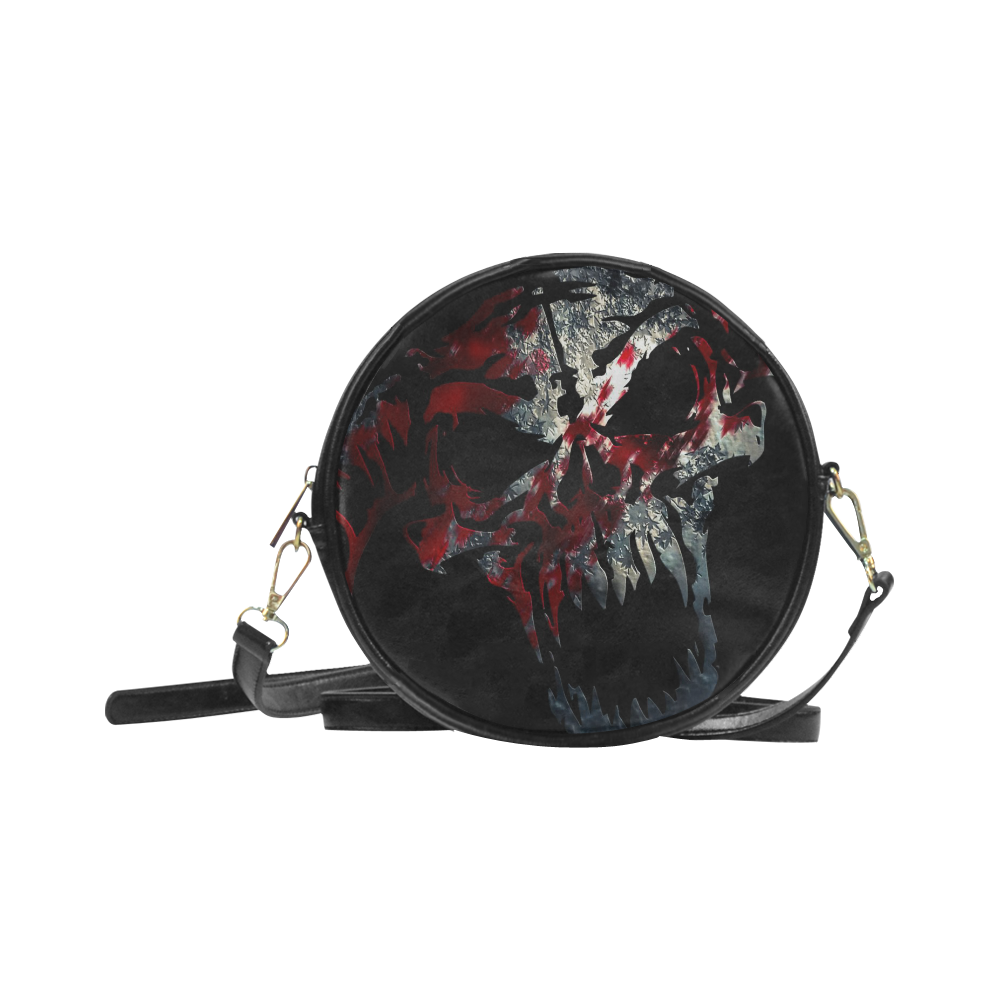 Awesome Skull Metal Demon Design Darkstar Round Sling Bag (Model 1647)