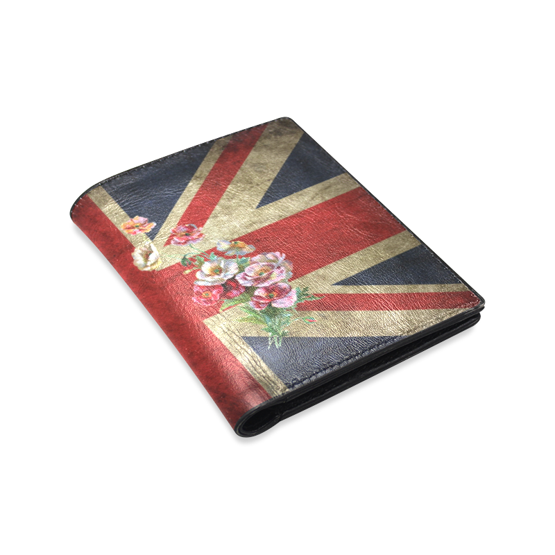 Flowery Union Jack Men's Leather Wallet (Model 1612)