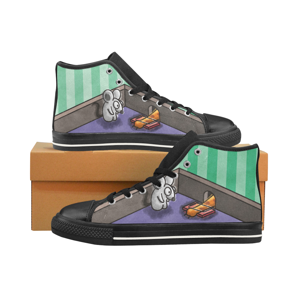 Dumb Cat Men’s Classic High Top Canvas Shoes /Large Size (Model 017)