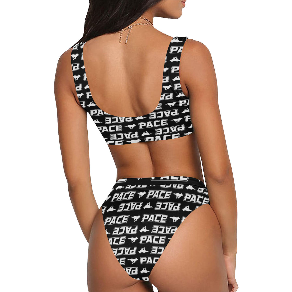 Pace pattern Sport Top & High-Waisted Bikini Swimsuit (Model S07)