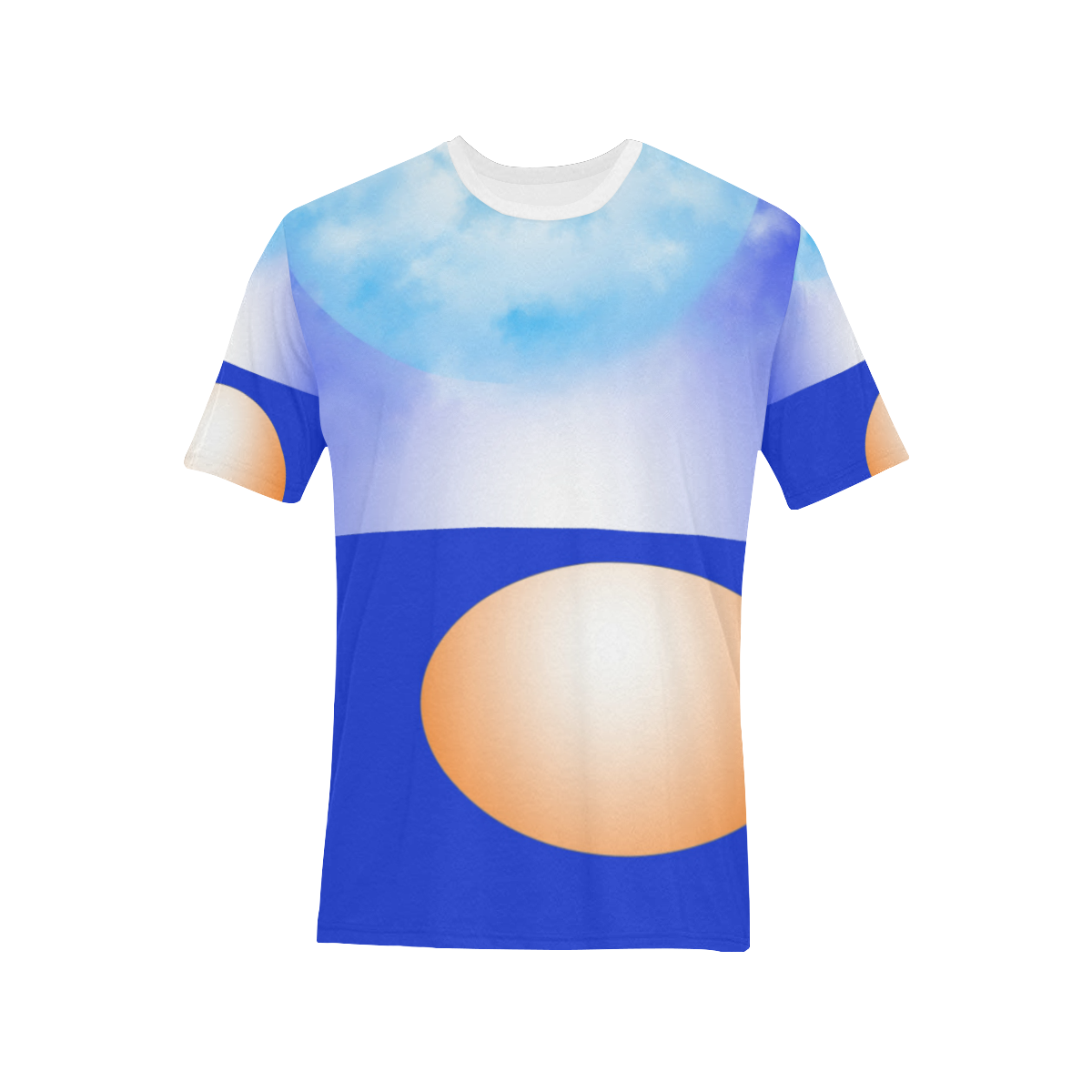 Blue & Orange Men's All Over Print T-Shirt (Solid Color Neck) (Model T63)