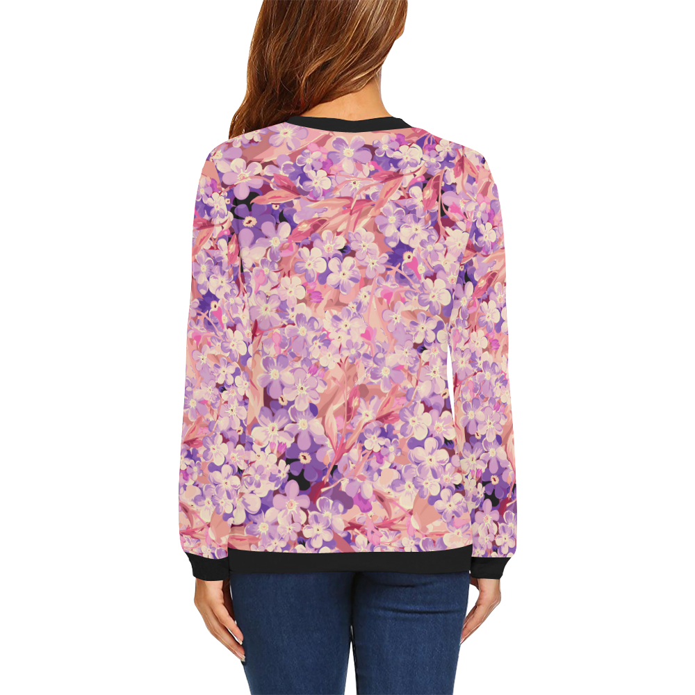 flower pattern All Over Print Crewneck Sweatshirt for Women (Model H18)