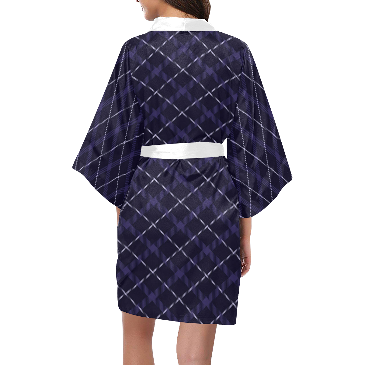 royal blue plaid tartan 1 Kimono Robe