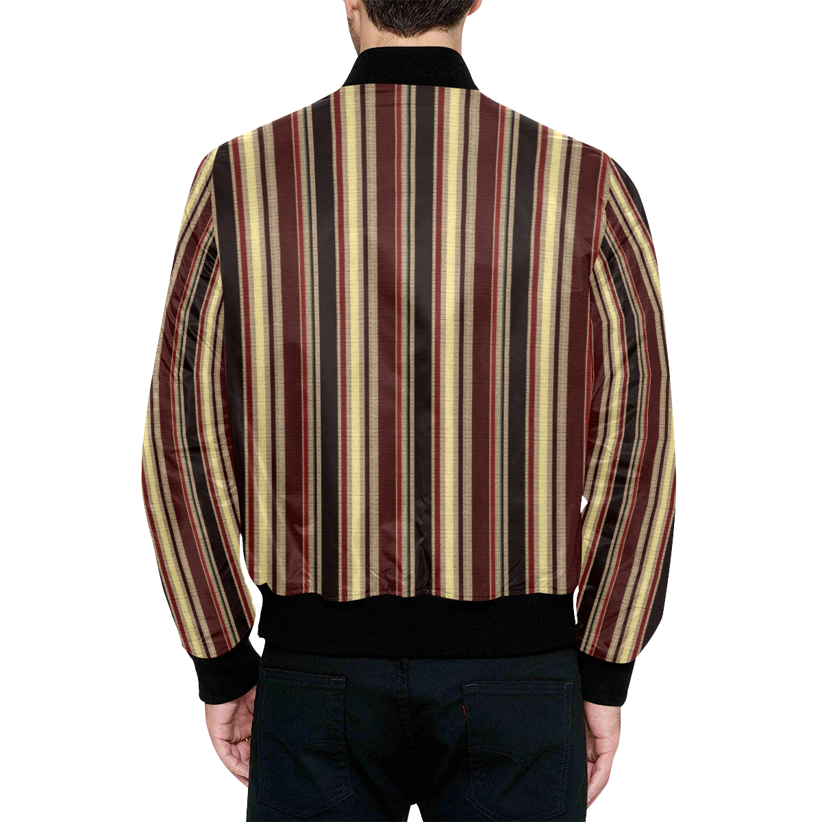 Dark textured stripes All Over Print Quilted Bomber Jacket for Men (Model H33)
