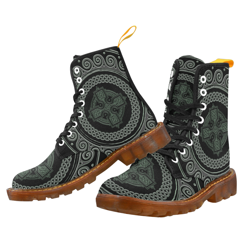 Celtic Cross With Pattern Custom Canvas Boots For Women Model 1203H