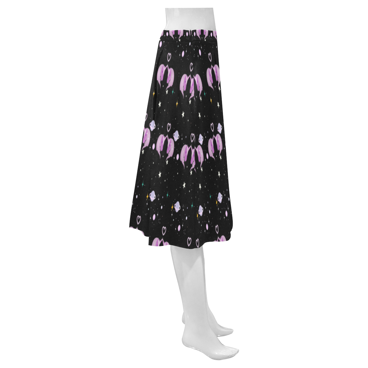 galaxy unicorn Mnemosyne Women's Crepe Skirt (Model D16)