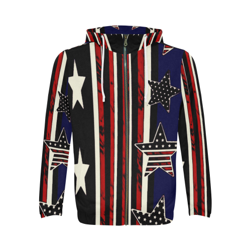 American Dream with Stars Design By Me by Doris Clay-Kersey All Over Print Full Zip Hoodie for Men (Model H14)