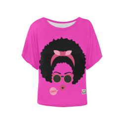 FD's Black Is Beautiful Collection- OMG Black Woman Pink Blouse 53086 Women's Batwing-Sleeved Blouse T shirt (Model T44)