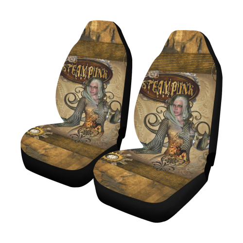 Steampunk lady with owl Car Seat Covers (Set of 2)