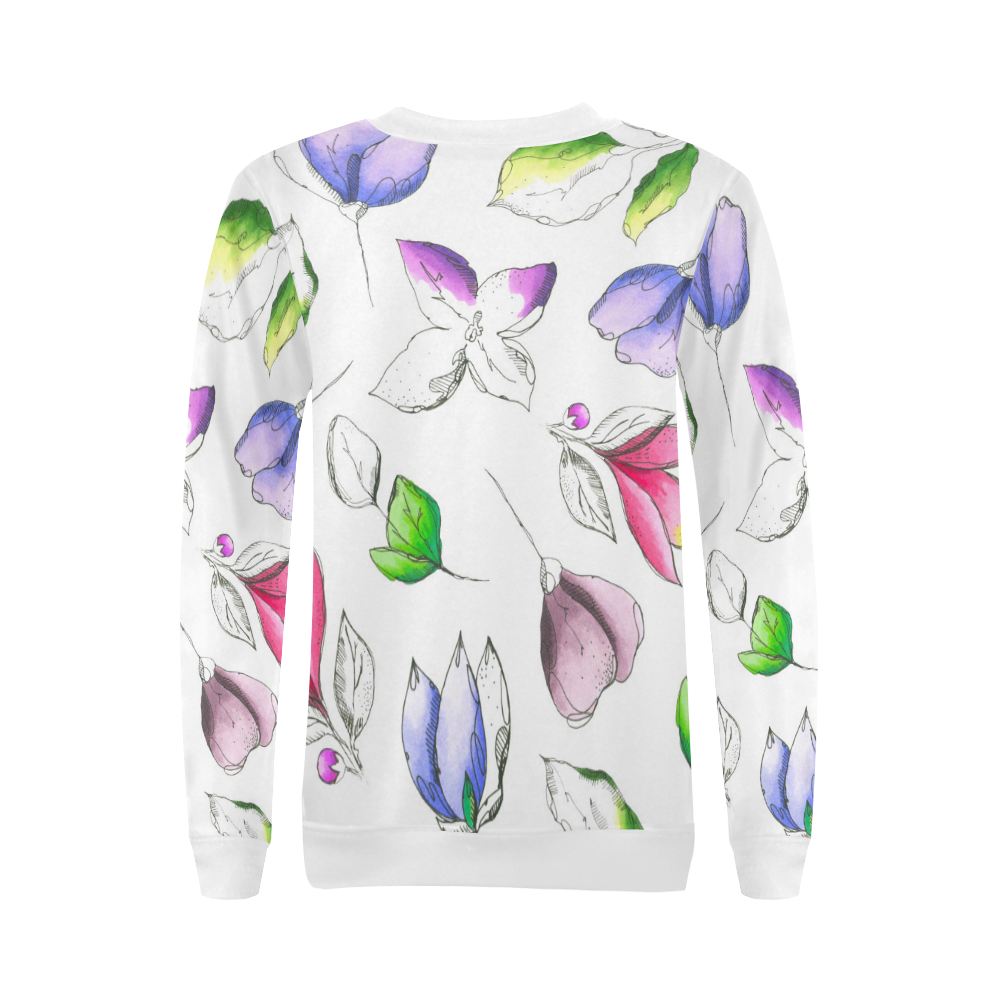 floral vi All Over Print Crewneck Sweatshirt for Women (Model H18)