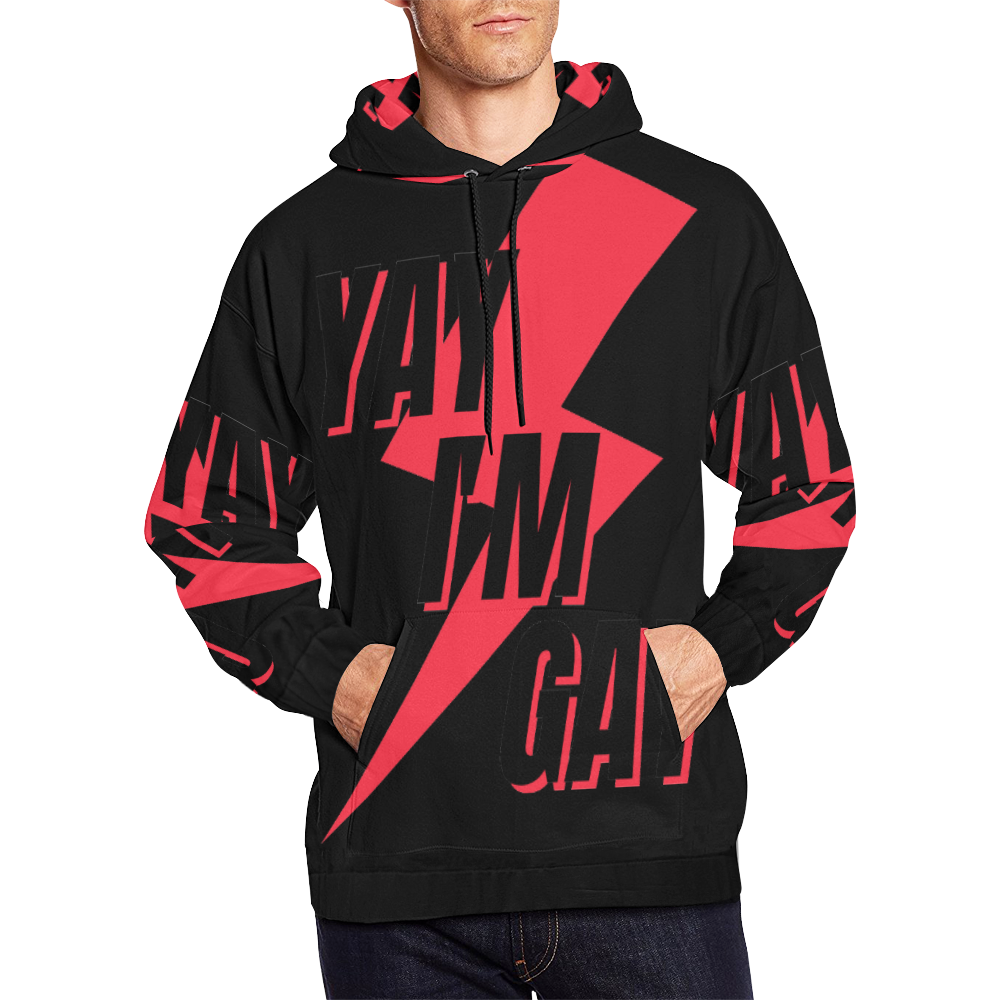 Yay I'm gay RED All Over Print Hoodie for Men/Large Size (USA Size) (Model H13)
