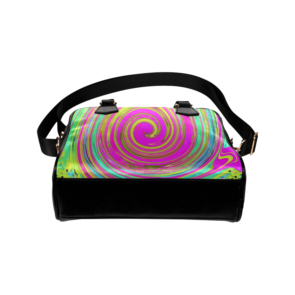 Groovy Abstract Pink Swirl Shoulder Handbag (Model 1634)