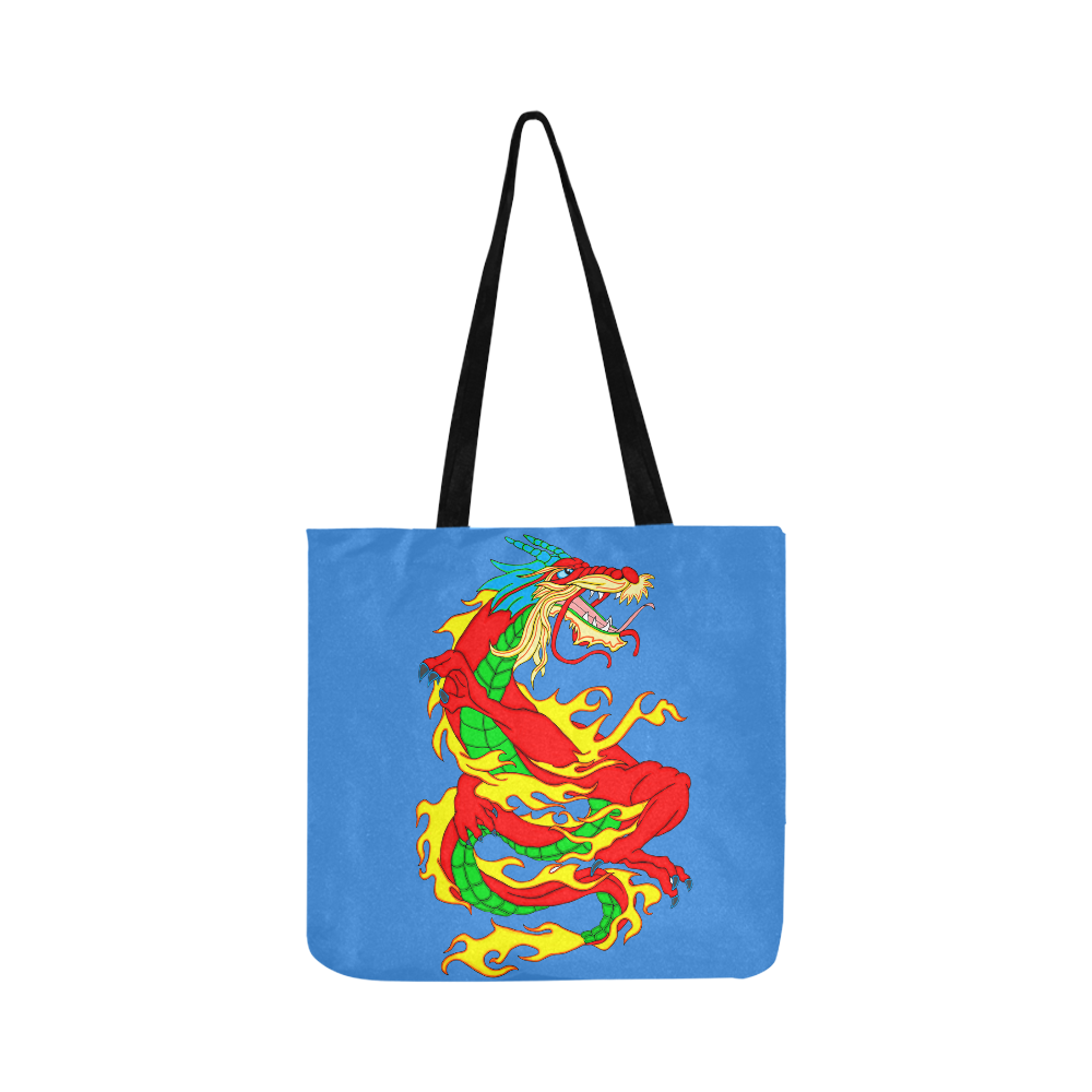 Red Chinese Dragon Blue Reusable Shopping Bag Model 1660 (Two sides)